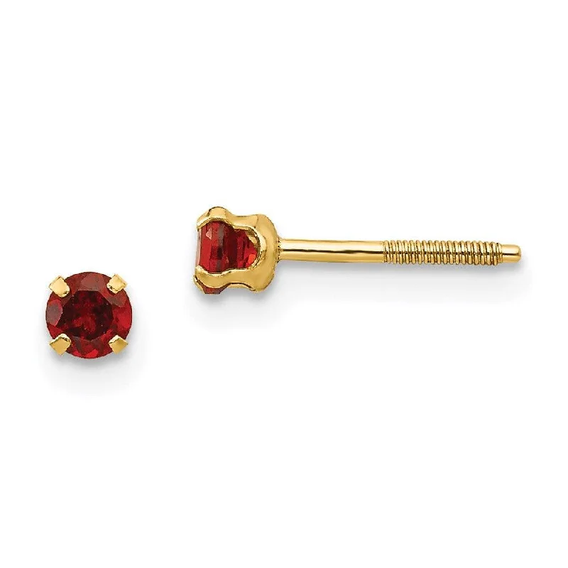 Women's handmade artisan earrings-Madi K Kid's 14k  3mm Garnet Earrings