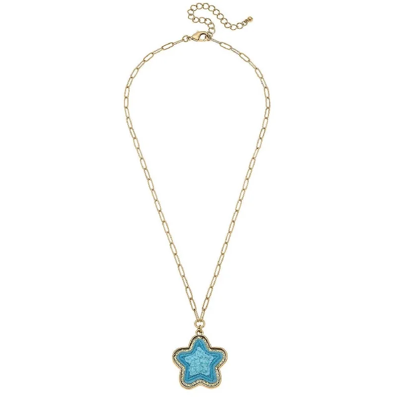 Women's layered necklaces-Women's Stuck On You Patch Necklace In Blue