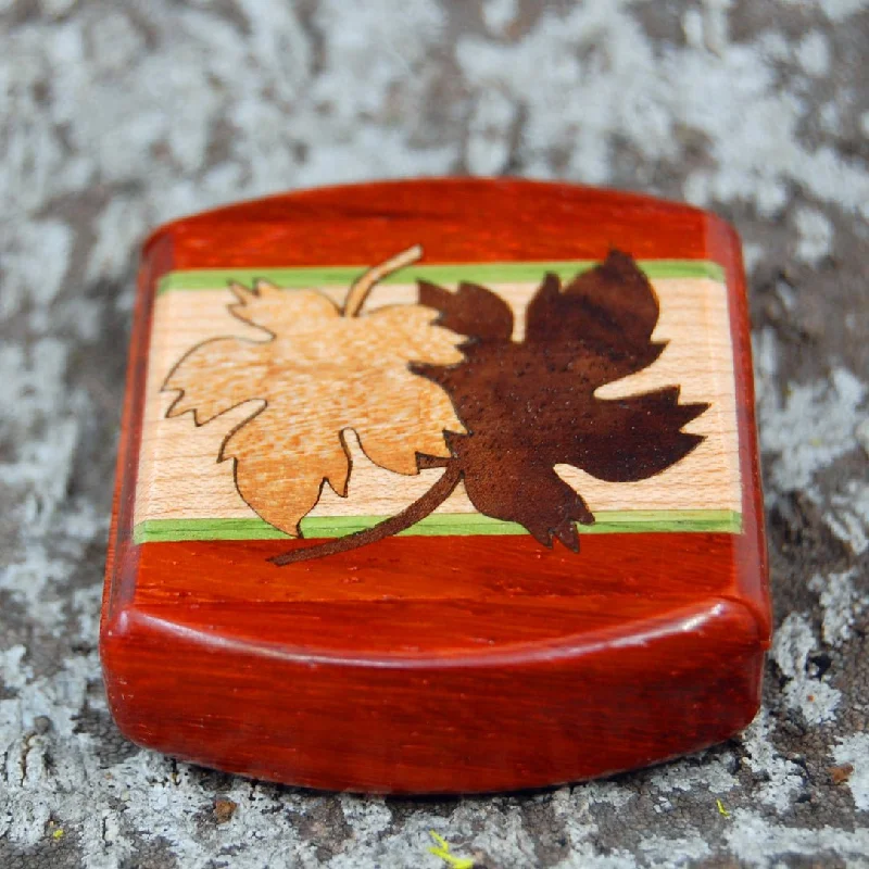 Women's photo rings-Padauk Wood Ring Box | Wedding Ring Box For 1 Or 2 Ring - Secret Box Style