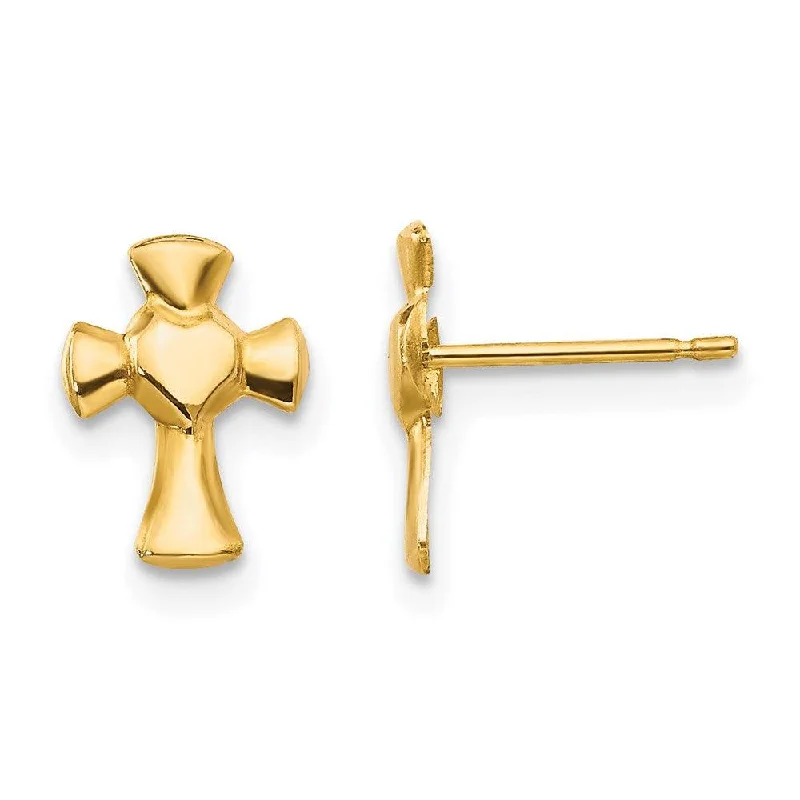 Women's formal earrings-Madi K Kid's 14k  Heart Cross Post Earrings