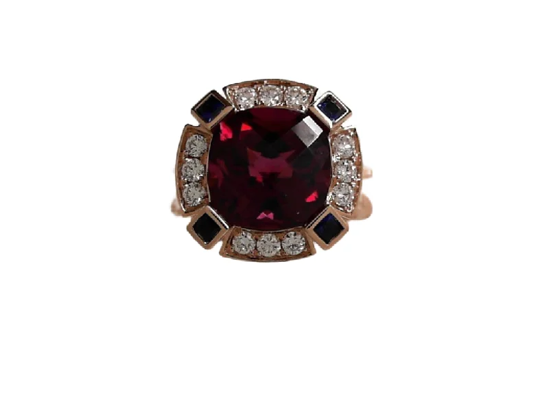 Women's custom engraving rings-Fancy Garnet Ring