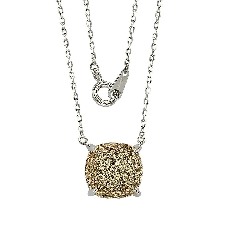 Women's pearl necklaces-Suzy Levian Sterling Silver Yellow & Diamond Accent Pave Cluster Necklace