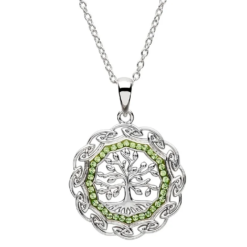 Women's moon phase necklaces-Shanore : Celtic Silver Tree Of Life Pendant Embellished With Crystal