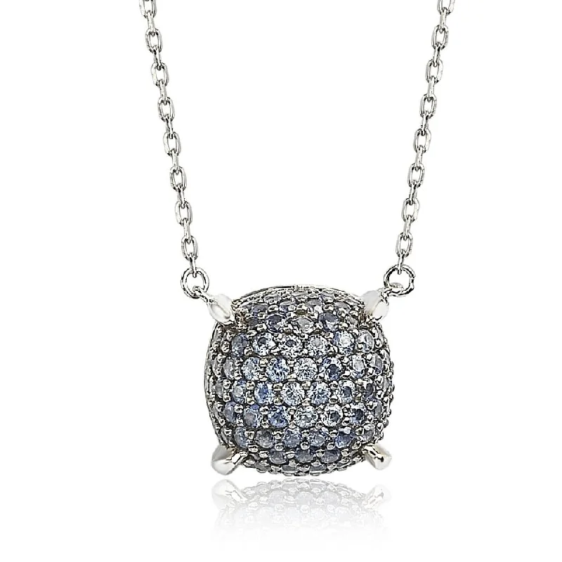 Minimalist women's necklaces-Suzy Levian Sterling Silver Sapphire & Diamond Accent Pave Cluster Necklace