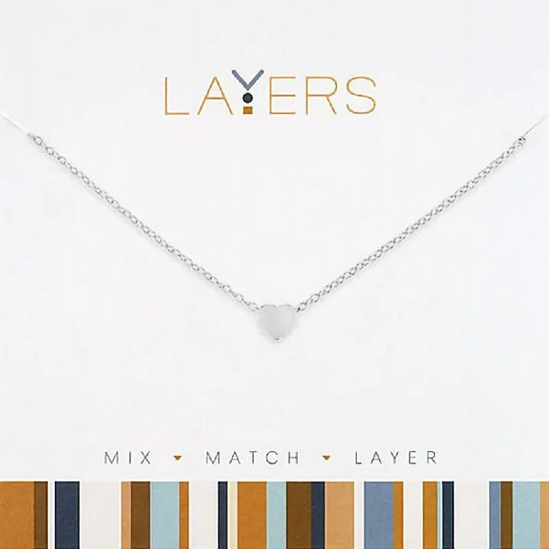 Luxury women's necklaces-Center Court : Silver Heart Layers Necklace