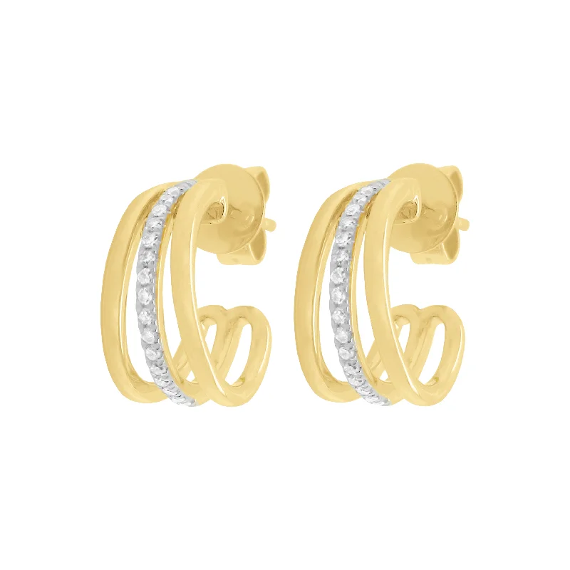 Women's gold-plated earrings-14K GOLD DIAMOND STELLA EARRINGS