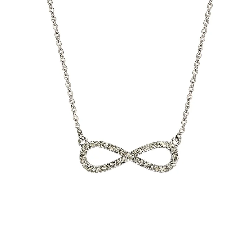 Women's geometric necklaces-Suzy Levian 14K White Gold .20 cttw Diamond Infinity Solitaire Necklace