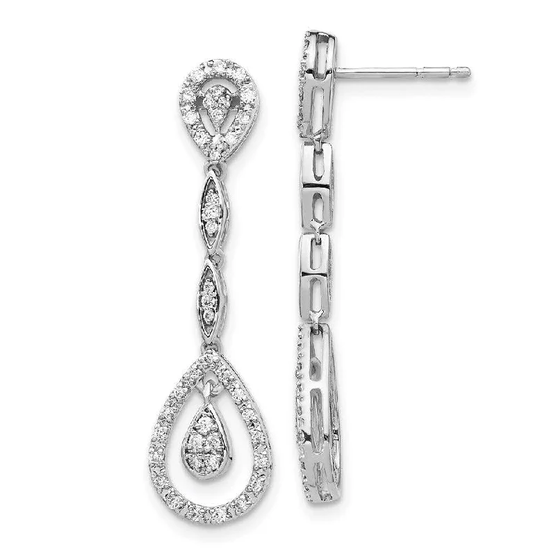 Women's personalized earrings-14k White Gold Diamond Dangle Earrings