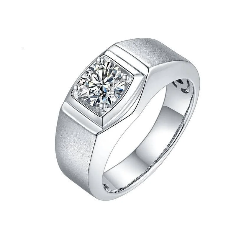 Women's geometric rings-6.5mm 1Ct D Color Diamond Men's Ring