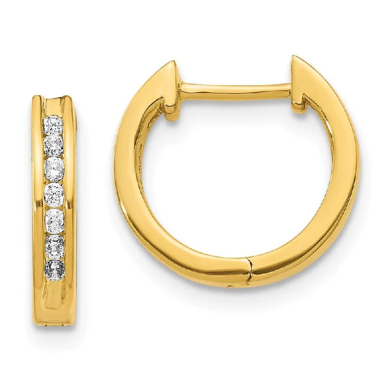 Women's spiritual earrings-14k Diamond Hinged Hoop Earrings