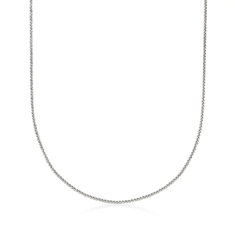 Women's star necklaces-Ross-Simons 1mm 14kt White Gold Adjustable Wheat Chain Necklace