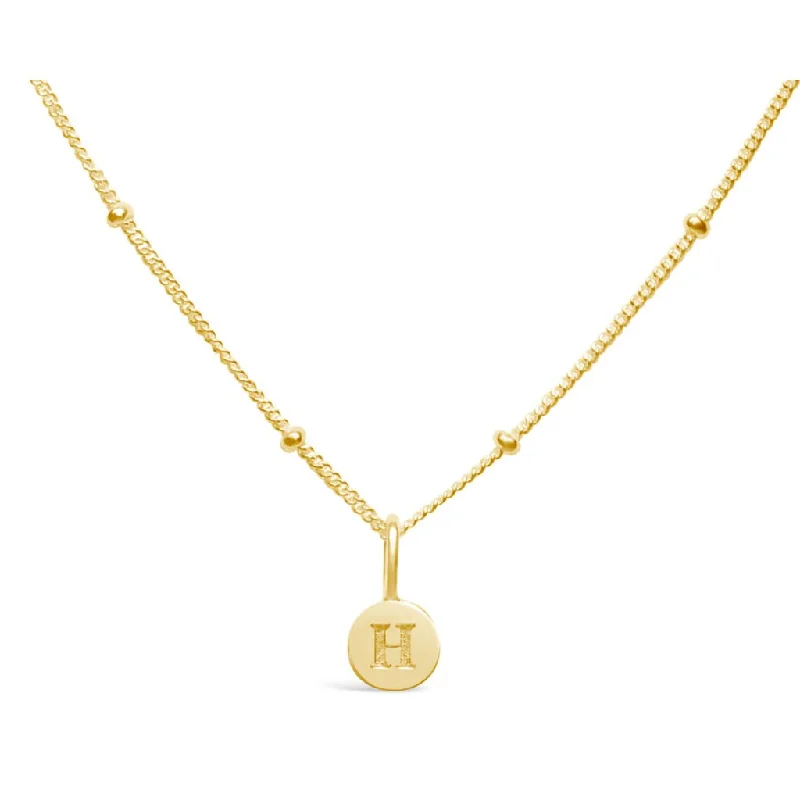 Vintage women's necklaces-Stia : Love Letter "H" Mini Disk Necklace in Gold