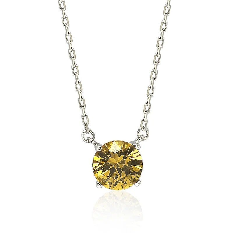 Women's spiritual necklaces-Suzy Levian Sterling Silver Yellow Sapphire Solitaire Necklace