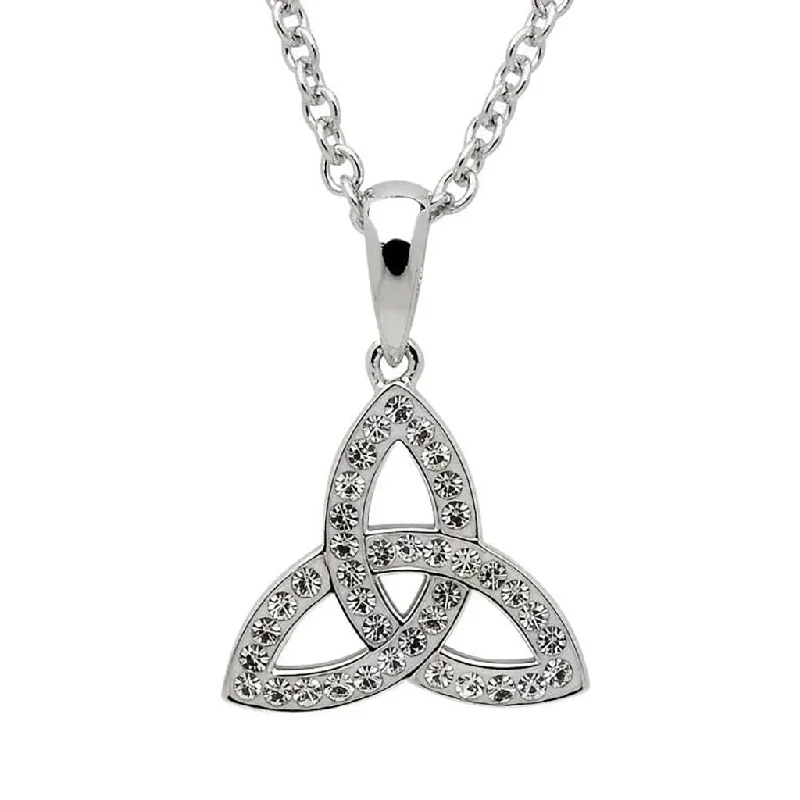 Women's cross necklaces-Shanore : Celtic Trinity Knot Necklace Embellished With Crystals – Small