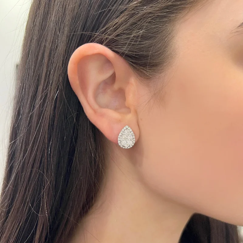 Women's ear cuffs-14K GOLD DIAMOND FRANNY PEAR STUDS