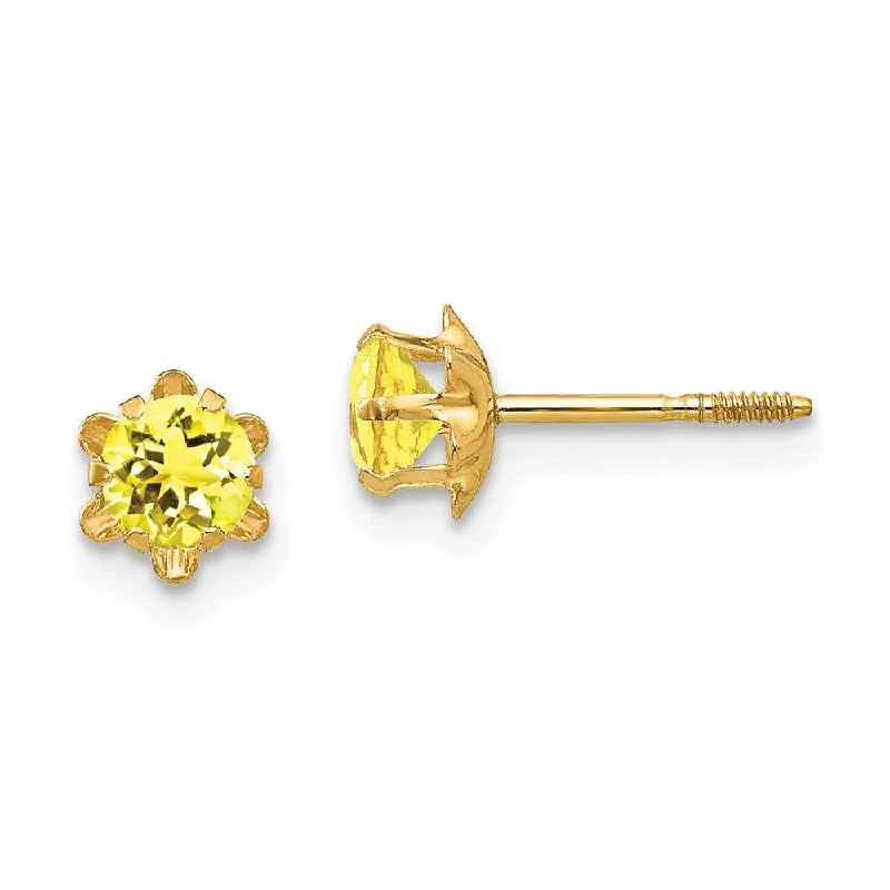 Women's limited edition earrings-Madi K Kid's 14k  4mm Synthetic (Nov) Screwback Earrings