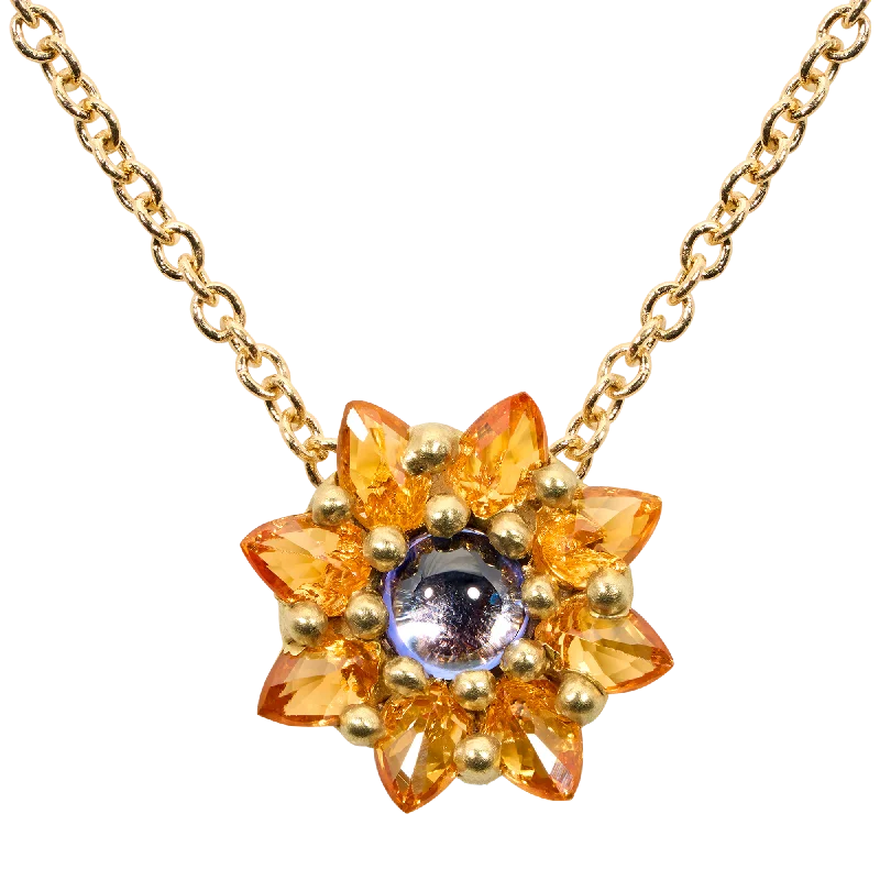 Women's Buddha necklaces-Purple & Orange Daisy Necklace - 11671