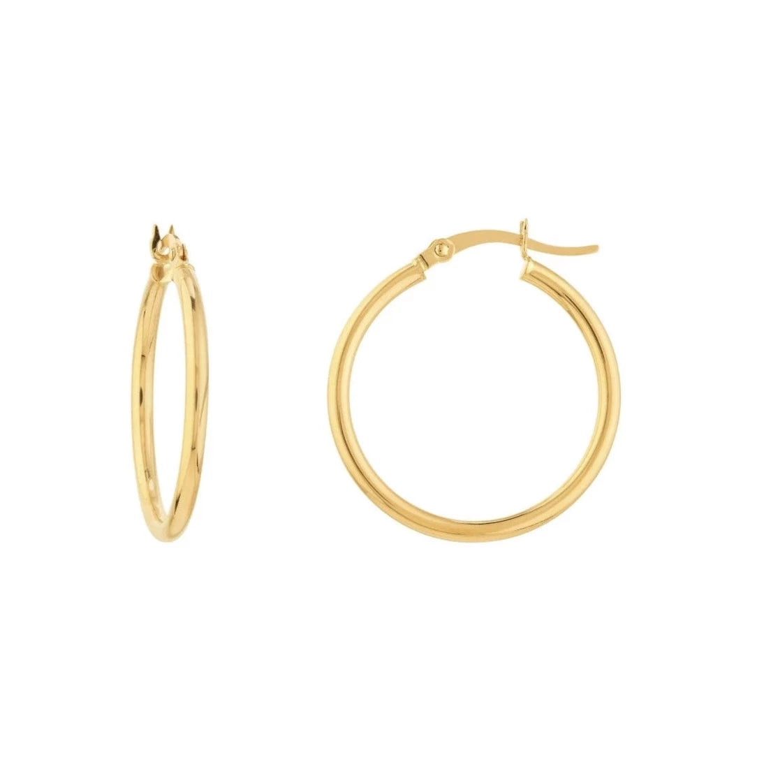 Women's jade earrings-14K GOLD 2MM .875" HOOPS