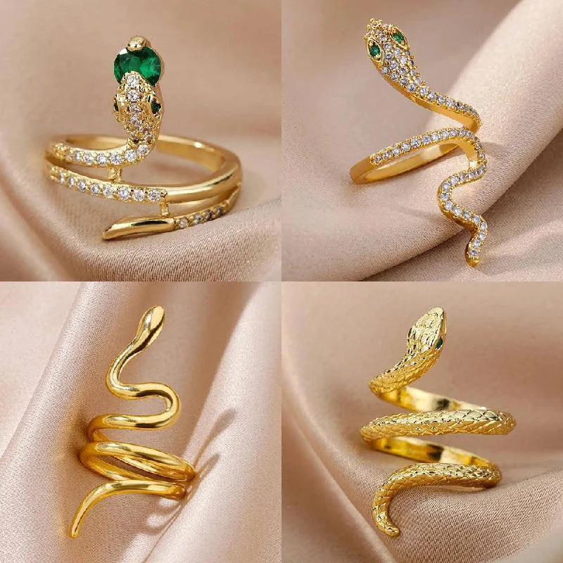 Trendy women's rings-Snake Ring Stainless Steel Tarnish Free Collection