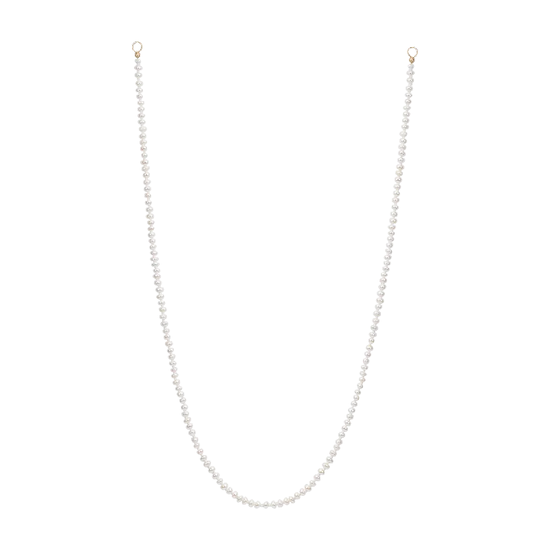 Women's personalized necklaces-Petite White Button Seed Pearl Strand - 11232