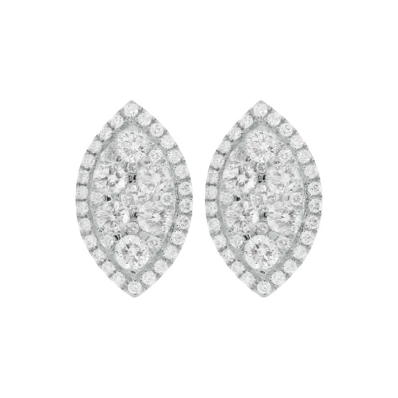 Women's holiday earrings-14K GOLD DIAMOND MEDIUM PALOMA MARQUISE STUDS