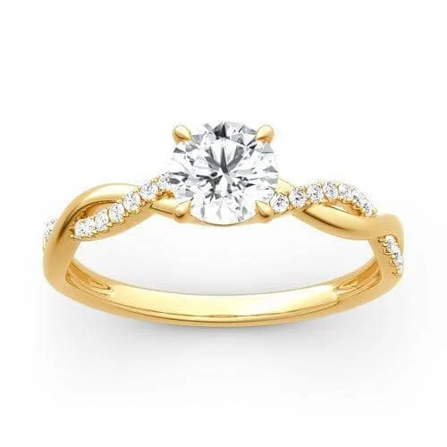 Women's symbolic rings-1.25 Carat Round Cut Twist Yellow Gold Promise Ring