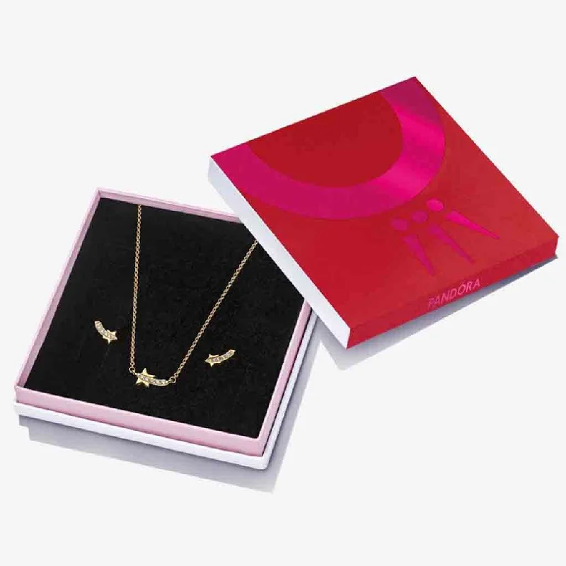 Women's gift necklaces-PANDORA : Shooting Star Pavé Jewelry Gift Set