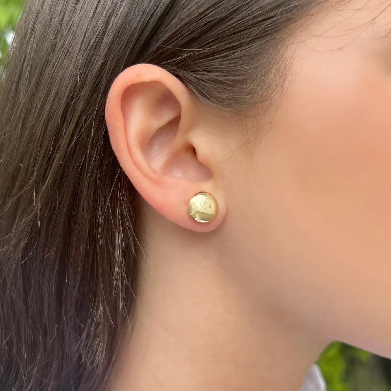 Affordable women's earrings-14K GOLD BUTTON STUDS