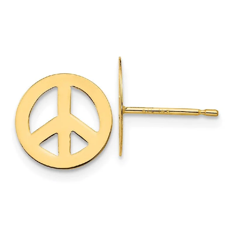 Women's Mother's Day earrings-Madi K Kid's 14k  Peace Sign Post Earrings