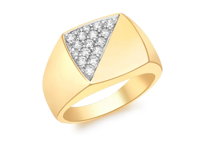 Women's platinum rings-9ct Yellow Gold CZ Signet Ring