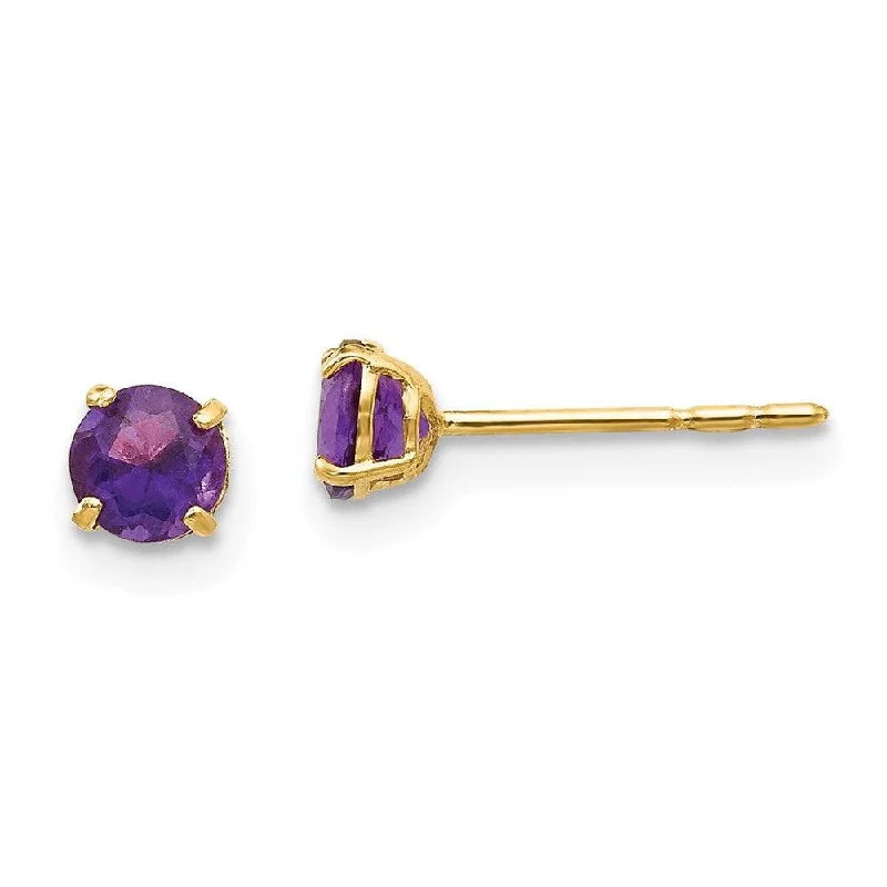 Women's luxury gift earrings-Madi K Kid's 14k  Round Amethyst 4mm Post Earrings