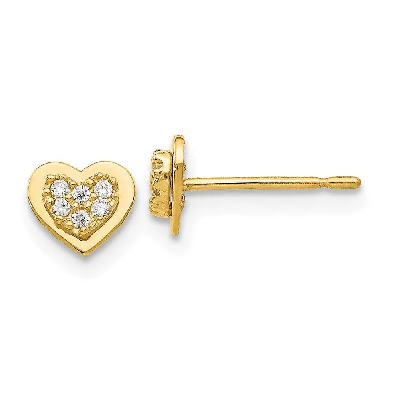 Women's luxury party earrings-Madi K Kid's 14k  CZ  Heart Post Earrings