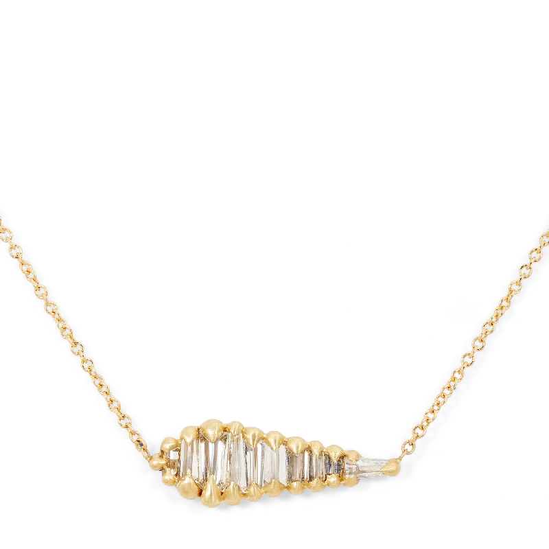 Women's Mother's Day necklaces-Diamond Baguette Shard Necklace - 11368