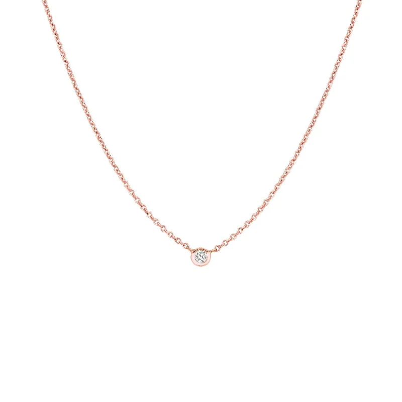 Women's custom engraving necklaces-Diamond Solitaire Necklace (Small) Rose Gold