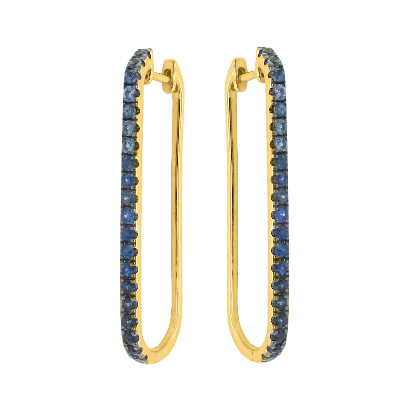 Women's ethical earrings-14K GOLD SAPPHIRE VIENNA HOOPS