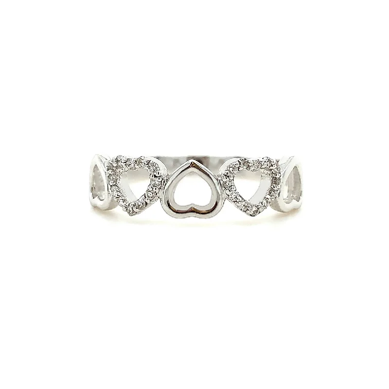 Women's luxury gift rings-18K White Gold 0.10ct Diamond Heart Ring