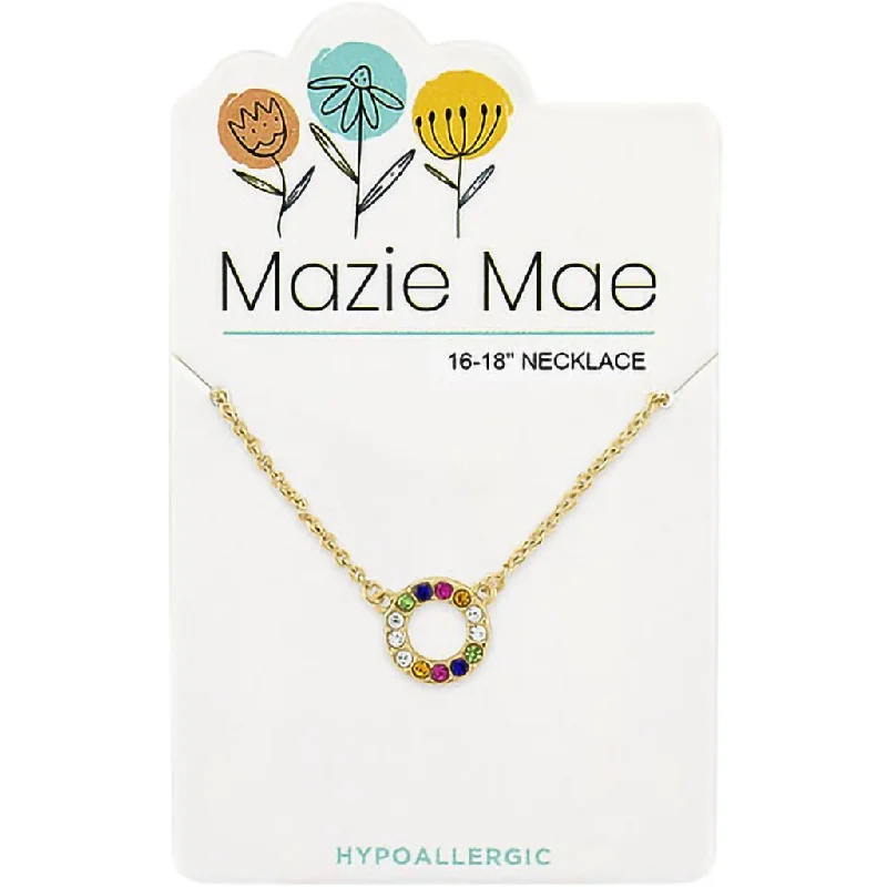 Women's pet memorial necklaces-Center Court: Gold Multicolor Open Circle Mazie Mae Necklace