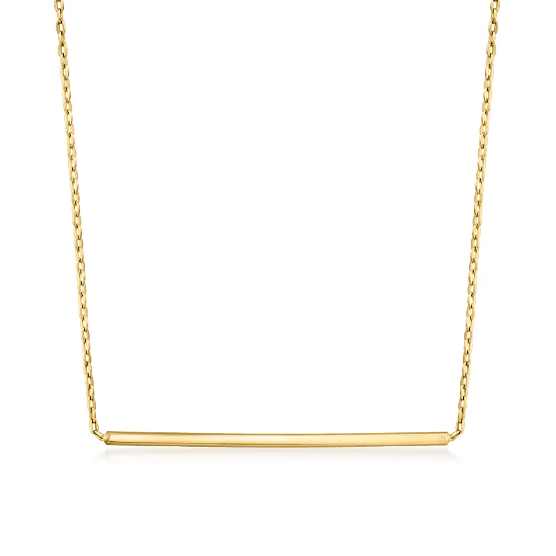 Modern women's necklaces-RS Pure by Ross-Simons Italian 14kt Yellow Gold Bar Necklace