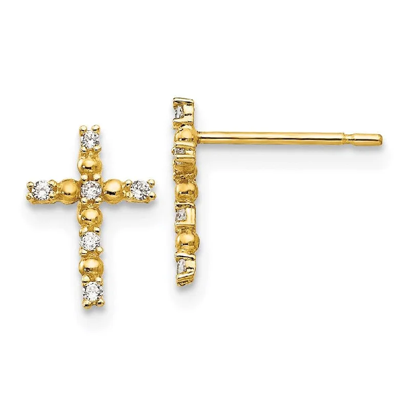 Women's alloy earrings-Madi K Kid's 14k  CZ  Cross Post Earrings