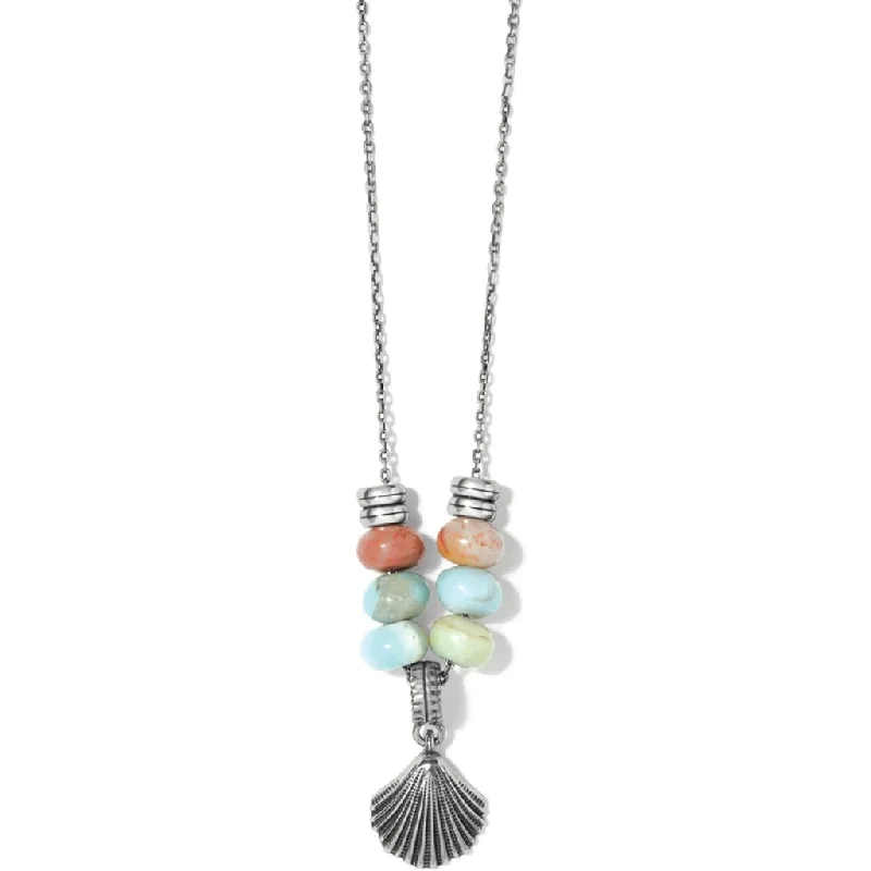 Women's luxury gift necklaces-Brighton : Silver Shells Bay Necklace in Silver - Blue