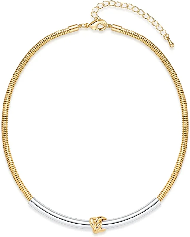 Women's ruby necklaces-18k Gold Two Tone Knot Necklace