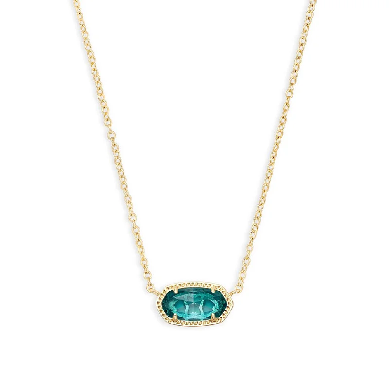 Women's sterling silver necklaces-Kendra Scott : Elisa Gold Pendant Necklace in London Blue Glass