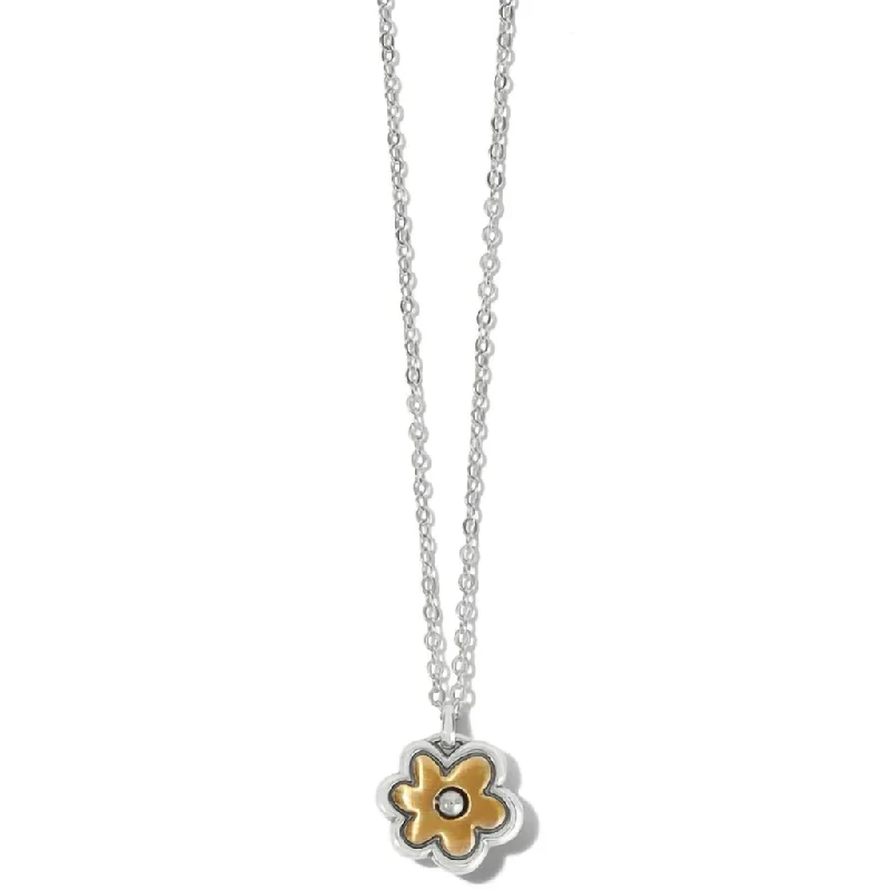 Women's ethical necklaces-Brighton : Harmony Flower Petite Necklace in Silver - Gold