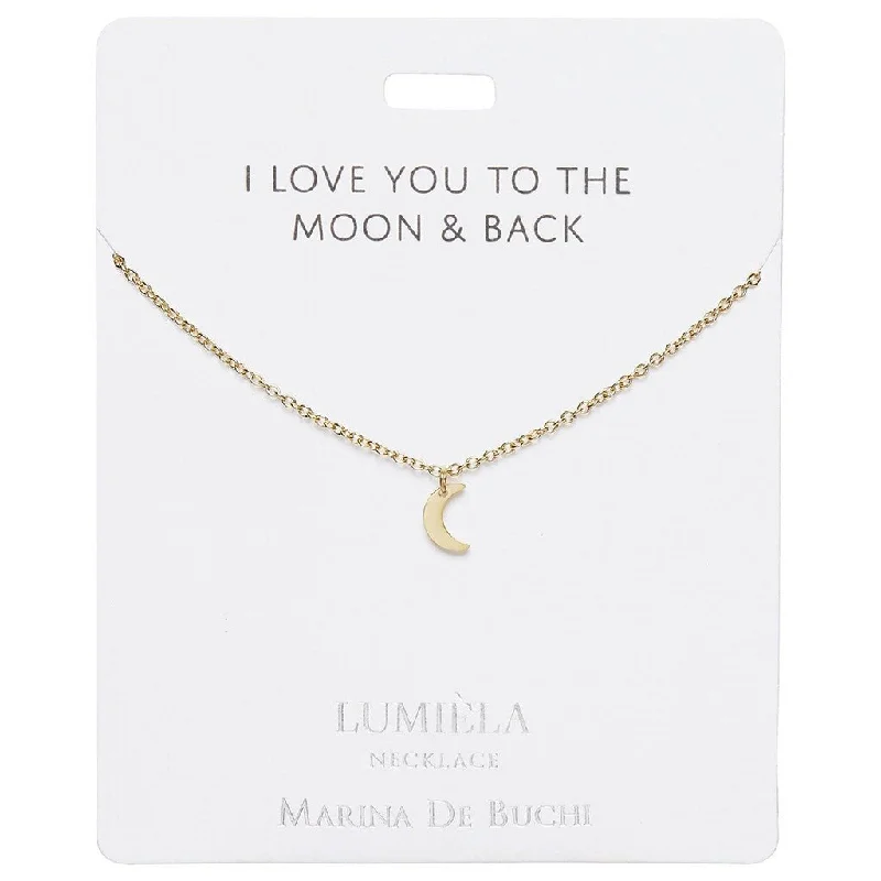 Designer women's necklaces-Lumiela Necklace: "I love you to the moon and back " - Crescent Moon