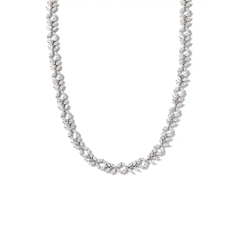 Women's ethical necklaces-Kendra Scott : Rosalie Silver Tennis Necklace in White Crystal - Silver