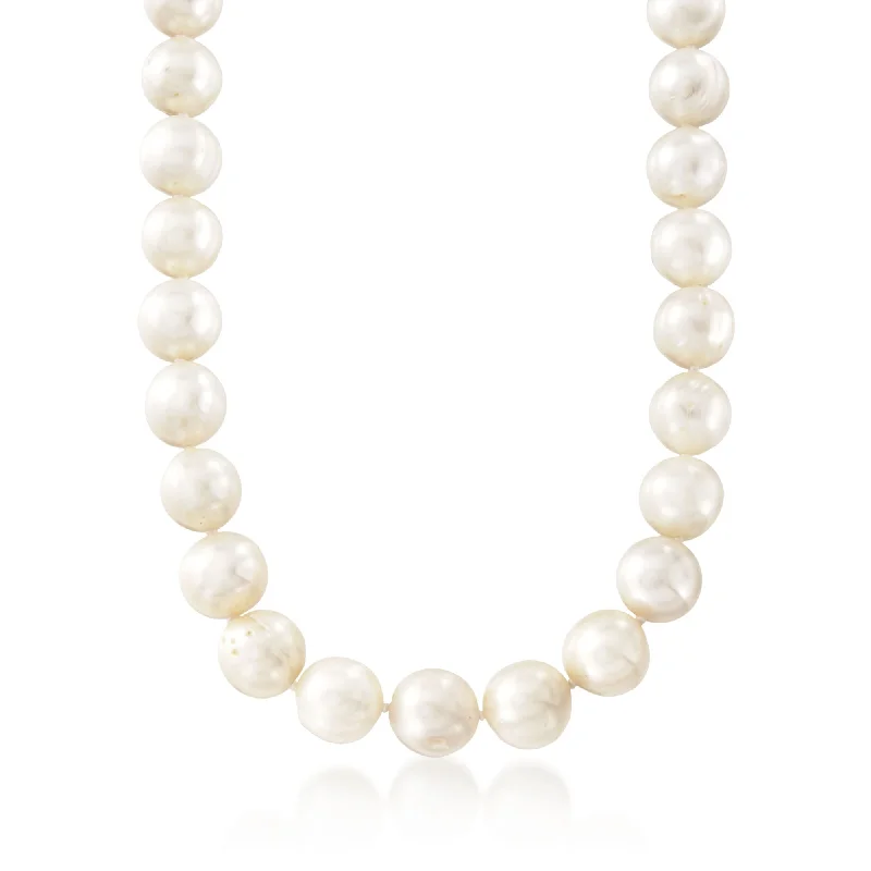 Women's ethical necklaces-Ross-Simons 10.5-11.5mm Cultured Pearl Necklace With Sterling Silver