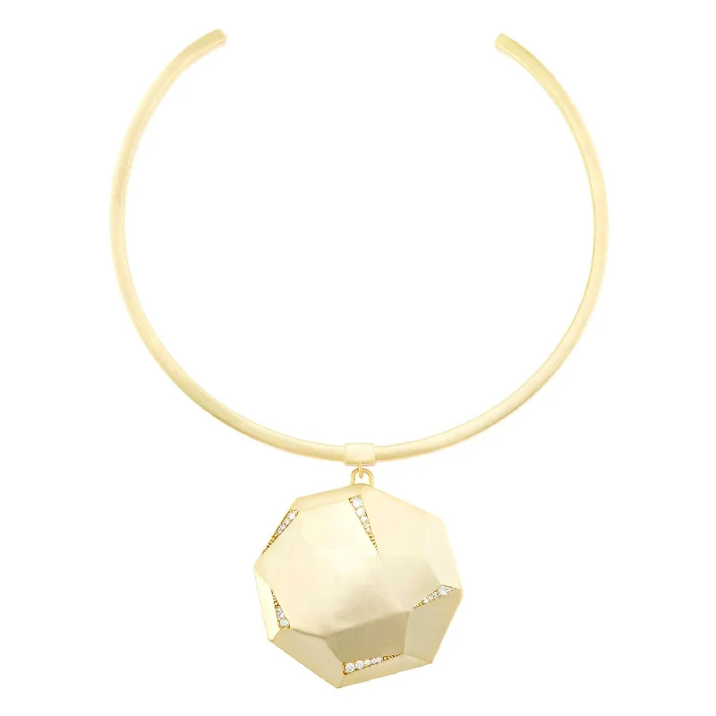 Women's photo necklaces-Connor Necklace In Gold Plated Brass/white Cz