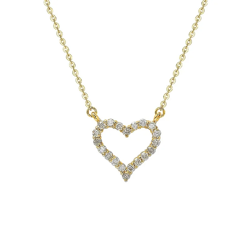 Women's personalized necklaces-Suzy Levian 14K Yellow Gold 0.25 ctw Diamond Heart Necklace