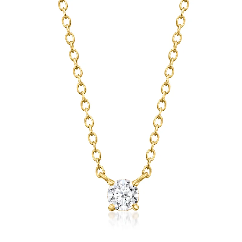 Luxury women's necklaces-Ross-Simons Lab-Grown Diamond Solitaire Necklace in 18kt Gold Over Sterling