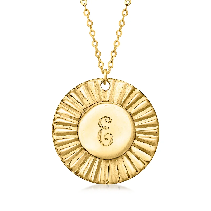 Designer women's necklaces-Ross-Simons Italian 14kt Yellow Gold Personalized Faceted Medallion Pendant Necklace